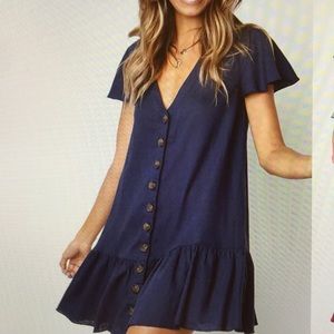 Vneck button down mini dress
